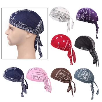 Unisex Kadın Erkek Bandana Şapka Pamuk Unisex Durag Baskı Kap Nefes Kemo Türban Moda Headwrap Şapkalar Korsan başörtüsü