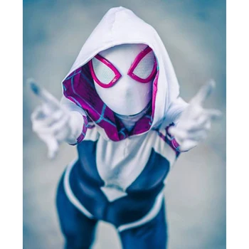 Anime Süper Kahraman Örümcek Adam Gwen Stacy Cosplay Kostüm Çocuklar Yetişkin Zentai Örümcek paskalya Karnavalı Noel Partisi Kostüm Tulum