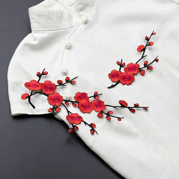 1 Adet Nakış Erik Çiçek Nakış Yamaları DİY Demir Yamalar Giyim için Çiçek Tutkal Etiket Elbise Kitap