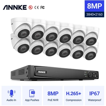 ANNKE 4 K Ultra HD POE Video Gözetim Sistemi 16CH H. 265 + NVR Kaydedici 4 K Güvenlik Kamera Ses Kayıt 8X8 MP PoE Ip kamera