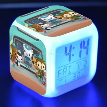 Karikatür Octonauts LED çalar saat Anime dijital 7 renk değiştirme ışık gece parlayan çocuk çocuk hediye masa saati Dropshipping