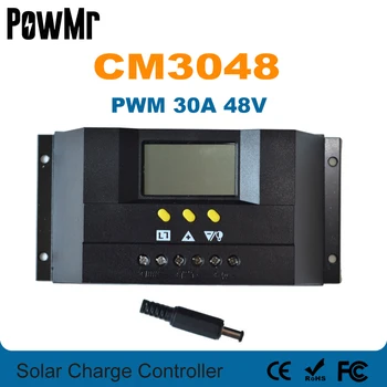 PowMr PWM 30A 48V güneş şarj kontrol cihazı LCD PV Paneli pil şarj kontrolörü Güneş Sistemi Ev Kapalı Kullanım Juta CM3048