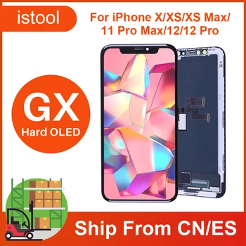 GX Pantalla Yumuşak OLED Ekran iPhone X XS Max 11 Pro Max LCD Ekran 3D Dokunmatik Digitizer Sert OLED Pantalla XS 12 12 Pro