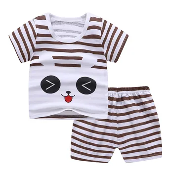 ZWF1022 Bebek Yaz Seti Çizgili T Gömlek + Şort 2 adet Eşofman Çocuk Erkek spor Giyim Seti Giysileri Babyies Kıyafet