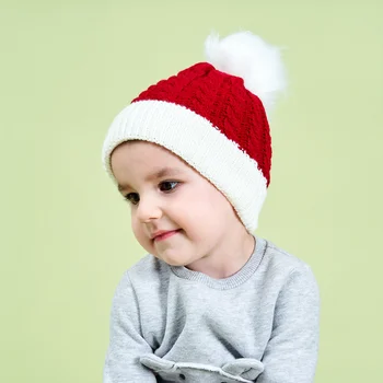 Sıcak Bebek Yün Kap Sonbahar Kış Noel çocuk Örgü Kap Kırmızı Noel Şapka çocuk şapkaları ve Kapaklar