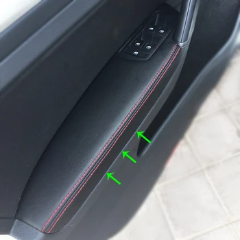 LHD VW Golf 7 Için 2014 2015 2016 2017 2018 4 adet Araba Kapı Kol Dayama Paneli Mikrofiber Deri koruma kapağı Trim