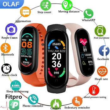 OLAF M6 akıllı saat Erkekler Kadınlar Spor İzci Kalp Hızı Kan Basıncı Monitörü Spor Su Geçirmez SmartwatchFor Android IOS