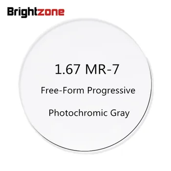 1.67 MR-7 Yüksek Endeksli Süper İnce Serbest Form İlerici Fotokromik Gri No-line AR Optik Reçete Gözlük Şeffaf Lensler