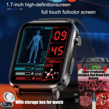 Akıllı İzle Erkekler Sangao Lazer Sağlık Kalp Hızı Kan Basıncı Spor İzleme IP68 Spor Smartwatch Kadınlar İçin Xiaomi İçin