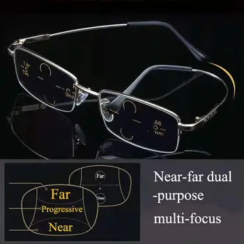 Anti Mavi ışık İlerici okuma gözlüğü Erkekler Kadınlar Multifokal Siyah Gözlük Yakın Uzak Görüş Alaşımlı Çerçeve Gözlük Diyoptri