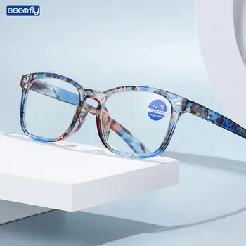 Seemfly Anti-mavi okuma gözlüğü Kadınlar ve Erkekler için Moda Desen Presbiyopik Gözlük Derece +1 +1.5 +2 +2.5 +3 +3.5 +4