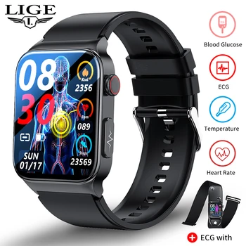LIGE Yeni akıllı saat Erkekler İçin 5.1 Bluetooth Çağrı IP68 Su Geçirmez Saatler Tam Ekran Spor Spor Smartwatch Relogio Masculino