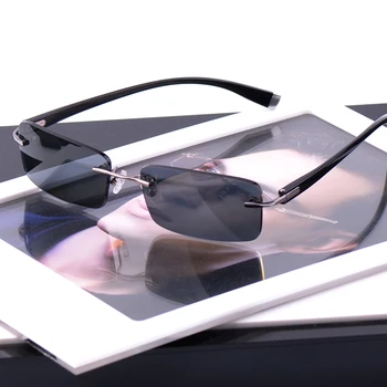 Miyopi Polarize Güneş Gözlüğü Çerçevesiz Erkekler Sürüş güneş gözlüğü Adam için Kılıf Ücretsiz TAC Polaroid Gözlük erkek Gözlük Parlama Önleyici