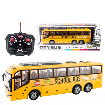 Çocuklar 4CH elektrikli kablosuz uzaktan kumanda otobüs ışık simülasyon okul otobüsü tur otobüsü modeli oyuncak hediye