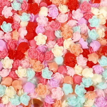 50 Adet Reçine Kawaii Aksesuarları Gül Çiçek Süsleme Scrapbooking Dıy Dekorasyon Zanaat Küçük Gül Çiçek Karışık