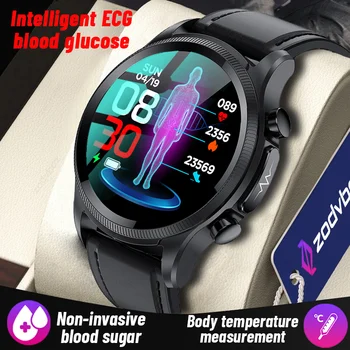 Non-invaziv Kan Şekeri akıllı saat Erkekler Sağlık Vücut Sıcaklığı İzleme EKG Saatler Kadınlar IP68 Su Geçirmez Smartwatch 2023