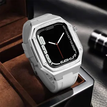 Metal Silikon Kayış Metal Kasa AP Güçlendirme Durumda iWatch Bilezik apple saat bandı 44mm 45mm apple watch serisi 7SE6 5 4