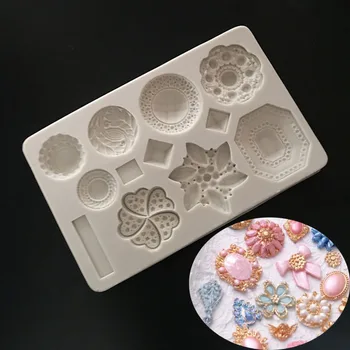 Yeni Süslü Mücevher Kek Dekorasyon silikon kalıp Çikolata Fondan Pişirme Kalıp Popüler Zarif Mutfak Aksesuarları