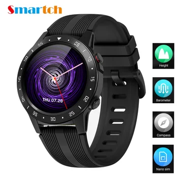 Smartch M5S GPS akıllı saat Erkekler Bağımsız Kart Çağrı nabız monitörü IP67 Su Geçirmez Pusula Barometre İrtifa Smartwatch M