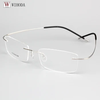Ultralight B Saf Titanyum Çerçevesiz Gözlük Çerçeve Erkekler Reçete Gözlük Miyopi gözlük çerçeveleri Vintage Kare Gözlük F100
