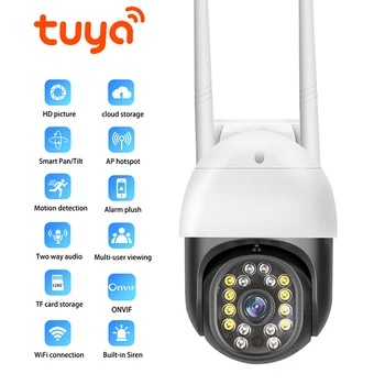 QZT 1080P PTZ WİFİ IP Kamera Açık 360° Gece Görüş Tuya Akıllı ev güvenlik kamerası Video Gözetim WİFİ IP Kamera Açık