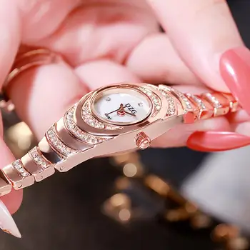 2020 Marka Lüks Bilezik İzle Kadınlar Saatler Gül Altın kadın Saatler Elmas Bayanlar İzle Saat Relogio Feminino Reloj Mujer