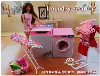 yeni bebek oyuncakları bebek aksesuarları ev mobilya Kız doğum günü hediyesi plastik Oyun Seti kuru temizleyiciler Çamaşır Merkezi barbie bebek