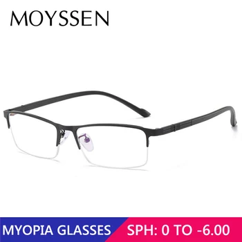 Erkek İş Eğlence Tarzı Yarım Çerçeve Bitmiş Miyopi Gözlük Miyop Diyoptri Optik Reçete Gözlük Gözlük