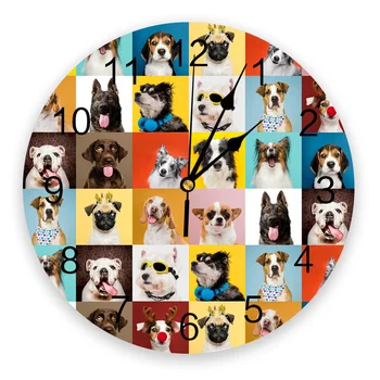 Bulldog Collie Hayvan Pet Köpek duvar saati Modern Tasarım Oturma Odası Dekorasyon Mutfak Saati Dilsiz Duvar Saati Ev İç Dekor