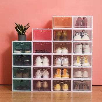 Katlanabilir Plastik Çekmece Ayakkabı Kutusu Kalınlaşmış Şeffaf Çekmece Kutusu Plastik Ayakkabı Saklama Kutuları İstiflenebilir Organizatör Ayakkabı Kutusu Rafı