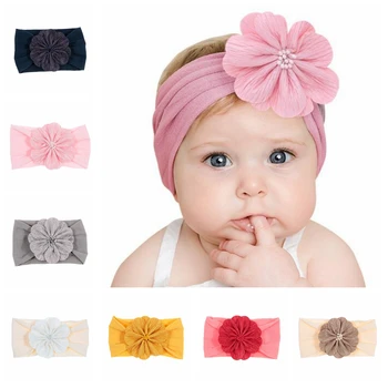 Yeni Yumuşak Yenidoğan Toddler Çiçek Headwraps Sevimli Elastik Bebek Kız Düğüm Naylon Türban Bandı Fotoğraf Sahne saç aksesuarları