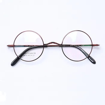 Vintage saf titanyum yuvarlak çapı 44mm küçük gözlük retro yuvarlak erkek ve kadın miyopi optik gözlük çerçevesi