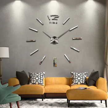 Yeni sıcak satış dairesel set oturma odası saatler Çıkartmalar horloge dilsiz kuvars kazmak metal duvar saati izle diy