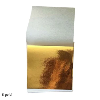 100 adet Folyo Kağıtları Sanat Zanaat Taklit Altın Gümüş Bakır Yaldız 8x8. 5cm Yaprak Yapraklar DIY Zanaat Dekor Levhalar Tasarım Kağıdı