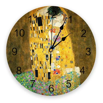 Gustav Klimt Öpücük Duvar saat ev dekoru Yatak Odası Sessiz Oclock İzle Duvar Mutfak Oturma Odası için Duvar dijital saat