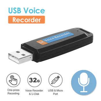 Taşınabilir Şarj Edilebilir USB U Disk 32 GB TF Kart Up Dijital Ses Kaydedici Kalem Desteği Kulaklık Flash Sürücü Profesyonel