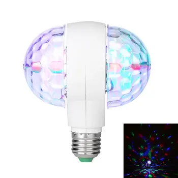 LED 6W Dönen ampul ışık Çift Kafa Sihirli Sahne Disko Lambası Dönen Çift başlı LED Sahne Işığı Renkli Ampul