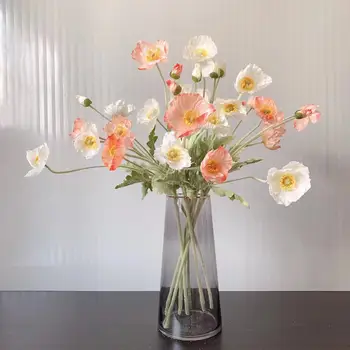 4 Adet 4 Kafa Gelincikler Yapay İpek Çiçekler Akın Haşhaş Düğün Arka Plan Çiçek Düzenleme Sahte Çiçekler Parti Ev Dekor