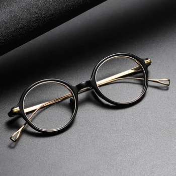 Japon asetat gözlük yuvarlak titanyum erkekler mavi ışık engelleme gözlük çerçeveleri miyopi reçete hafif KMN-140 Gafas