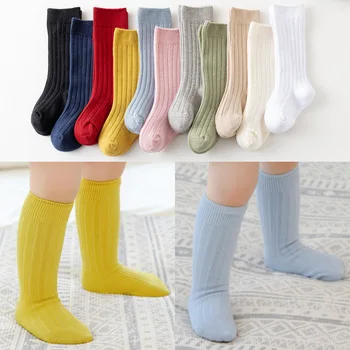 İspanyolca Çocuk Çorap Bebek Erkek Kız Pamuk Nefes Şerit Yumuşak Çorap Çocuk Diz Yüksek Uzun Çorap okul üniforması Çorap