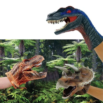 kukla dinozor kafası Yumuşak Kauçuk Dinozor Oyuncaklar Jurassic Raptor Gerçekçi Kukla Dinozor Kafası kukla Figürü Oyuncak