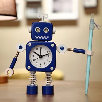 Yaratıcı Çocuklar Alarm Robot Saat Karikatür Metal Anime Masa Masaüstü Saat Alarm İzle Çocuk noel hediyesi