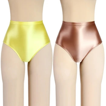 Seksi ERKEK iç çamaşırı parlak Külot Bikini Dipleri Kalça İpeksi yüksek belli pürüzsüz Tayt pantolon Yağlı erkek mayoları