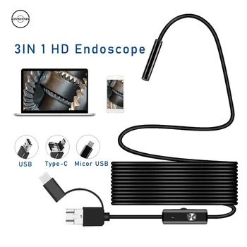 mini HD 3.9 mm Yumuşak Ve Sert Endoskop Kamera Bilgisayar USB Android Tipi C Endoskop Kamera 5.5, 7 ,8mm Çap Su Geçirmez 5 M 10 M