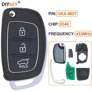 DIYKEY P / N: OKA-865T 433MHz 3 Düğmeler Çevirme Uzaktan Anahtar Fob ID46 Çip Hyundai Elantra 2014 2015 2016 için