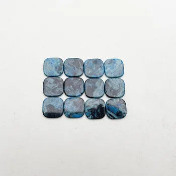 Moda mavi akik Çift düz tabanlı kare cabochon takı yapımı için 14MM 12 ADET Yüzük kolye yama Kolye Aksesuarları