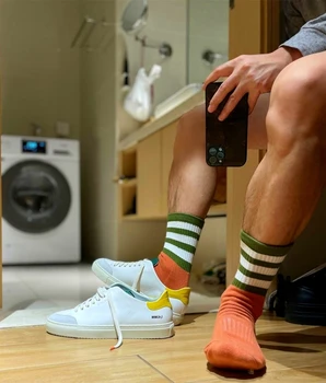 Erkek Çorap Kalınlaşmış Şerit Spor basketbol çorapları Pamuk Eğlence Çorap Rahat Çorap Havlu