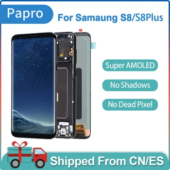 100 % Süper AMOLED samsung LCD Galaxy S8 G950F G950FD LCD S8 Artı G955 G955F dokunmatik ekran digitizer Ekran Onarım parçaları