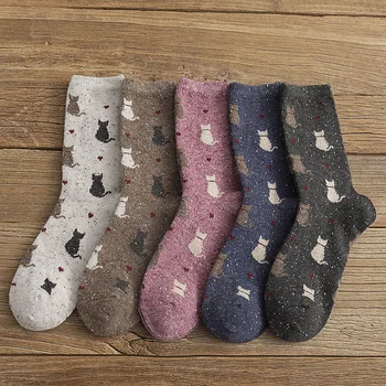Sonbahar ve Kış Yeni Stil Japon Sevimli Çorap Kore Kedi Harajuku Çorap Kadın Yün Kawaii Kalınlaşmak Sevimli Çorap