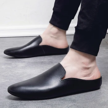 hakiki Deri Loafer'lar erkek siyah Sivri Vahşi Çok Yönlü rahat ayakkabılar açık nefes Yumuşak Flats erkekler zapatillas hombre